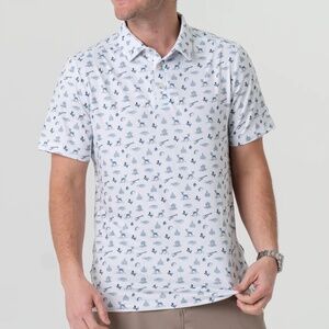 Burlebo Performance Polo Shirt - Navy Blue and white -- Lone Star State -- XL
